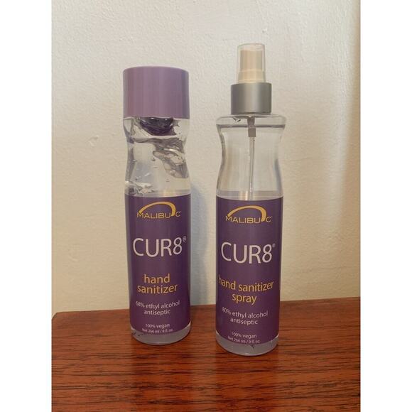 Malibu C Cur 8 Hand Sanitizer Bundle Gel spray ethyl antiseptic NEW vegan 9oz - Picture 1 of 6
